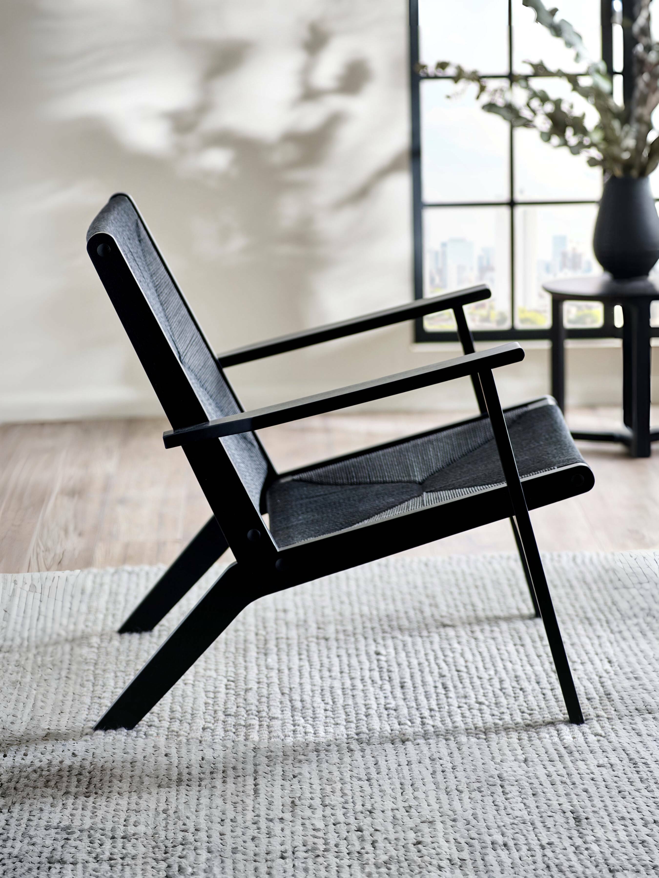 Barley Black Oak Wood & Rope Accent Chair